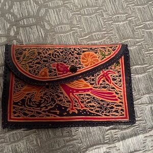 Handcrafted vintage sheepskin, leather, wallet from India